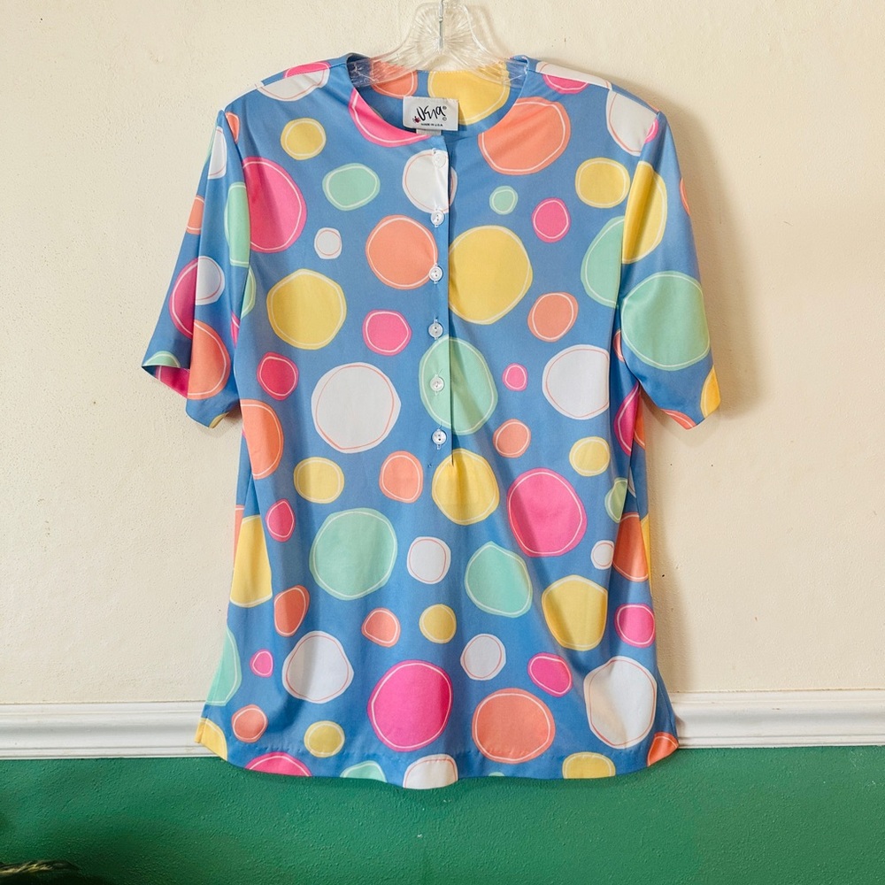 Vera Wang Multicolor Polka Dot Button Down Shirt